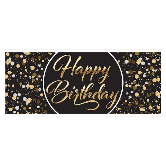 Beistle 30" x 6ft. Black and Gold Happy Birthday Oversized Sign Banner, 2ct.